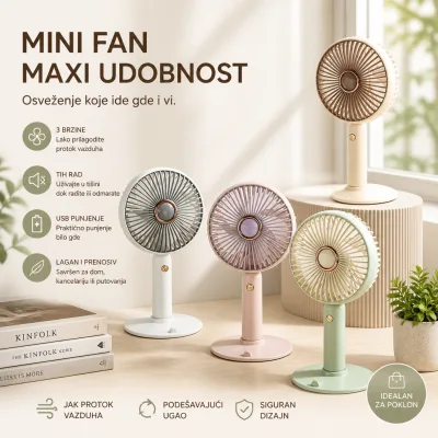 CoolWave – Mobilni mini stolni ventilator - Slika 2