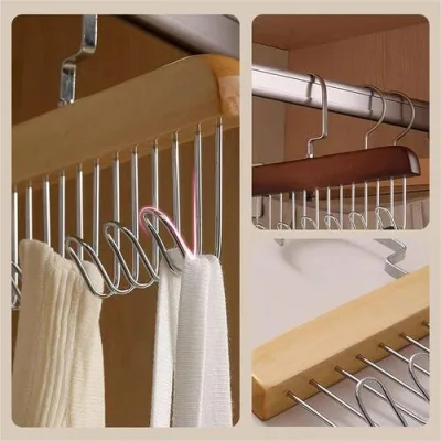 MultiHanger Višenamjenska drvena vješalica sa 8 kukica - Slika 4