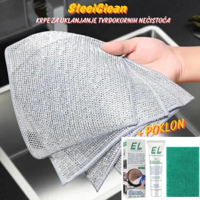 SteelClean, snažne krpe za uklanjanje tvrdokornih nečistoća (5 komada) 🎁🧼 Poklon pasta za poliranje i čišćenje metala